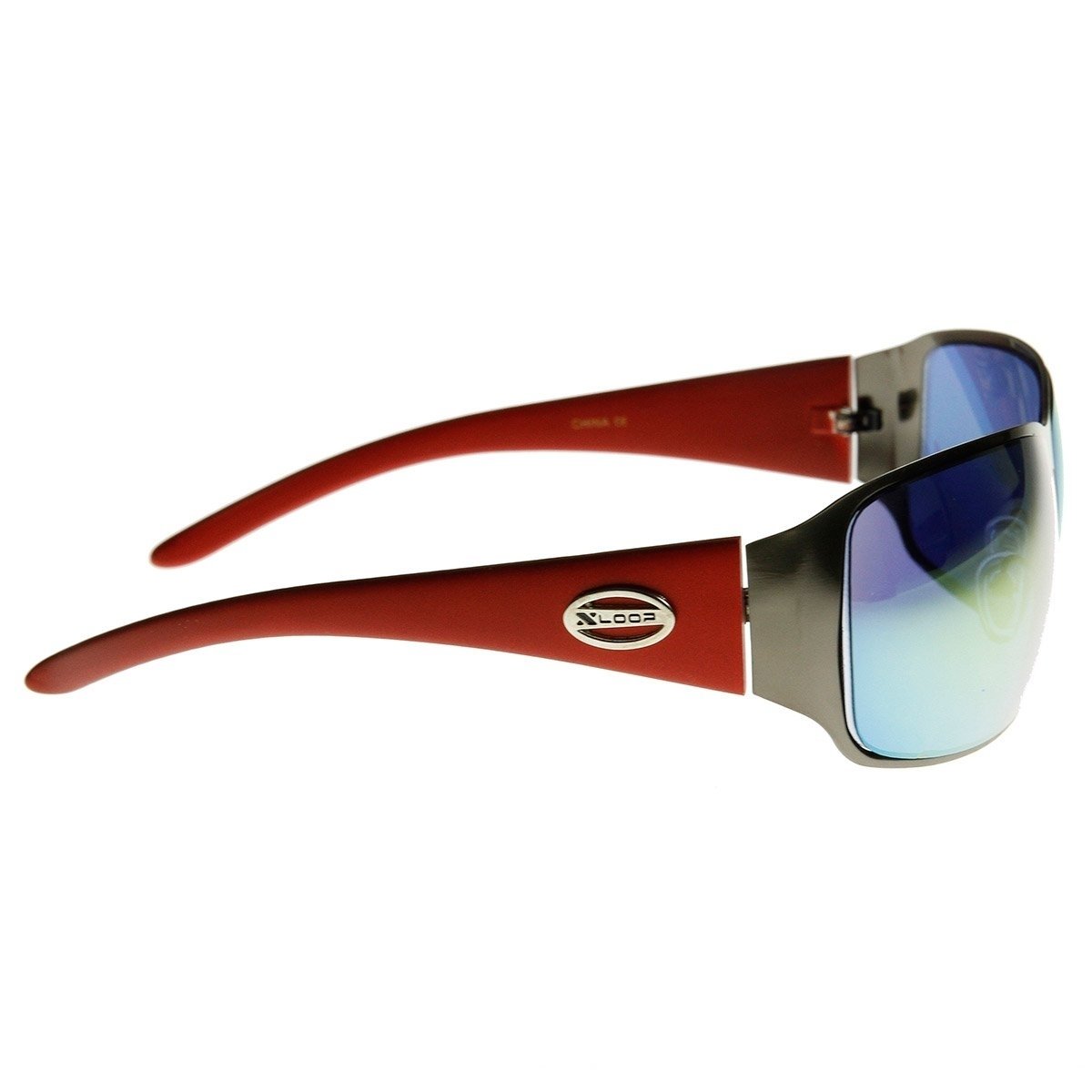 Large Square Metal Frame X-Loop Brand Sports Sunglasses - Shiny-Black Smoke
