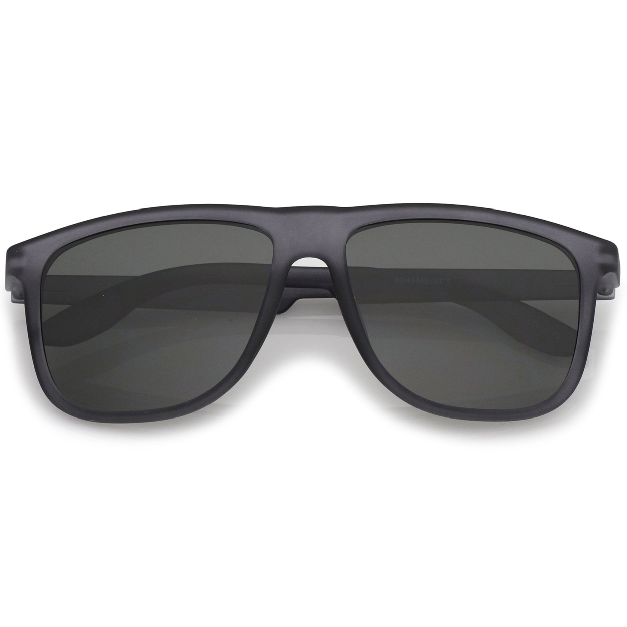 Lifestyle Rubberized Matte Finish Flat Top Square Sunglasses 55mm - Rubberized Black / Smoke