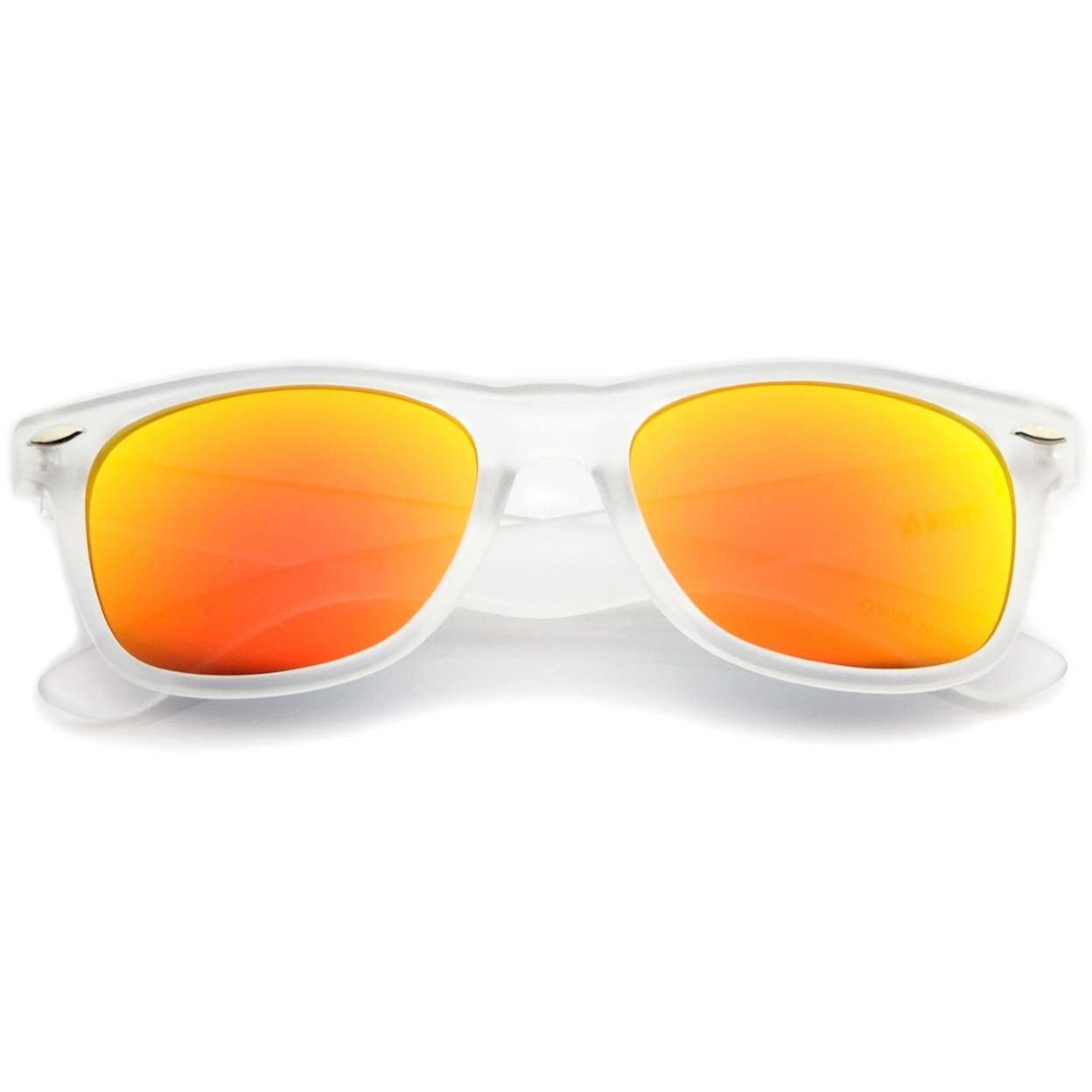 Matte Frosted Frame Reflective Colored Mirror Lens Horn Rimmed Sunglasses 54mm - Frost / Red Mirror