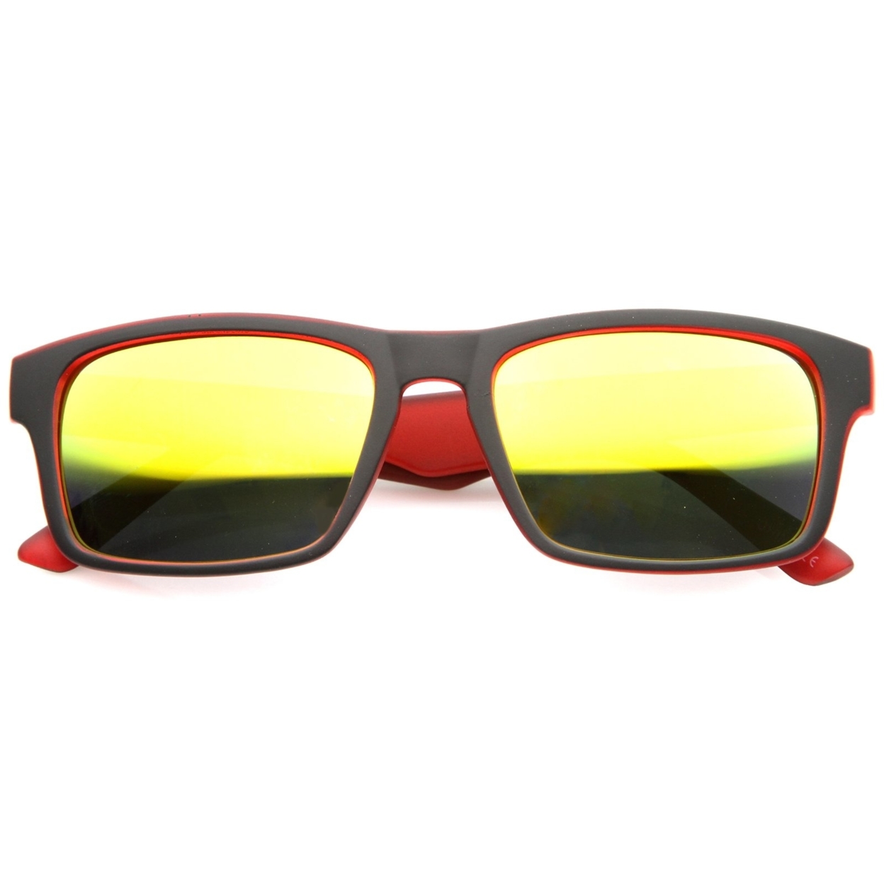 Mens Sport Sunglasses With UV400 Protected Mirrored Lens - Black-Red / Sun