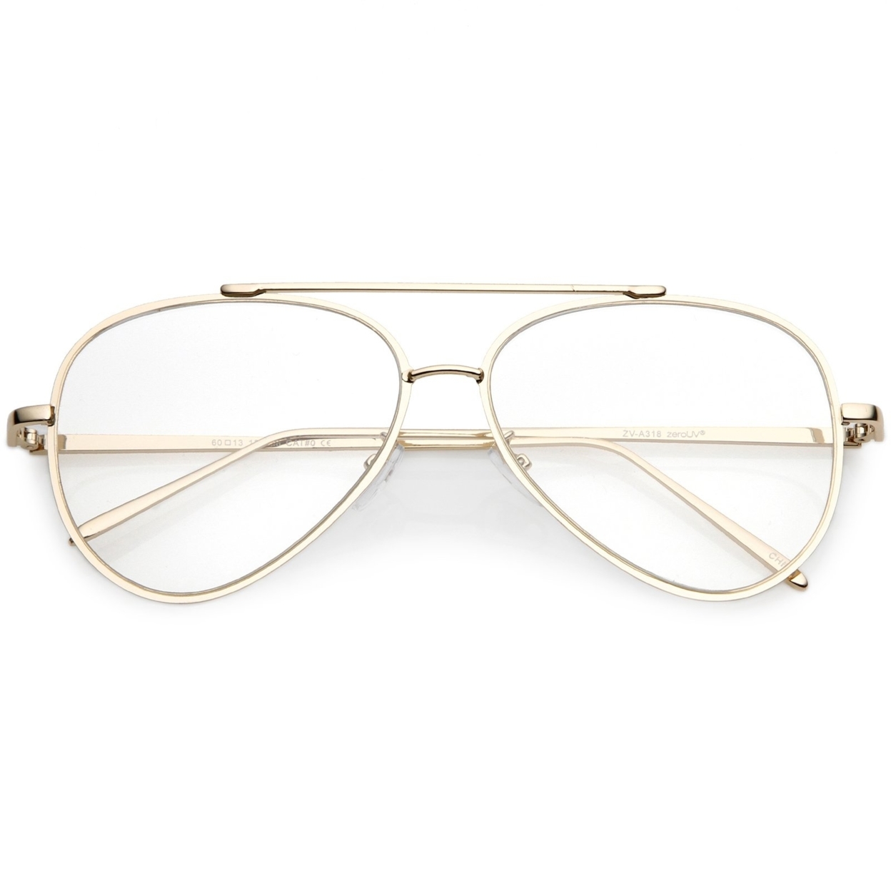 Mod Fashion Metal Aviator Eyeglasses Teardrop Rimless Clear Flat Lens 58mm - Gold / Clear