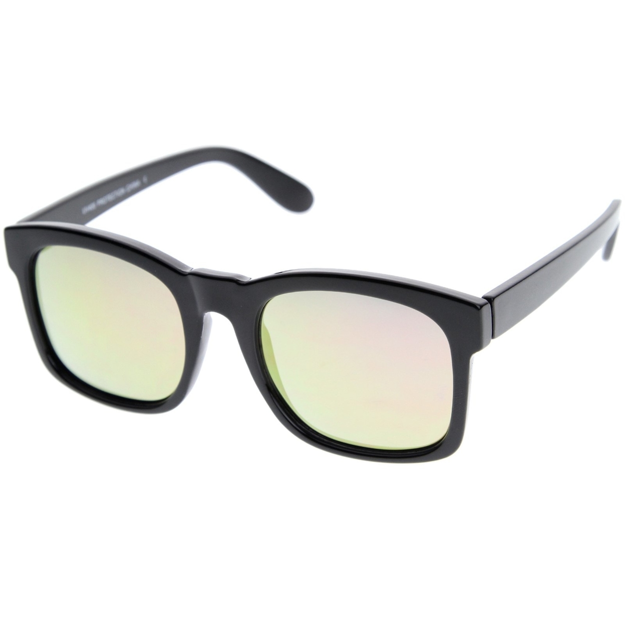 Mod Fashion Oversized Bold Frame Flash Mirror Horn Rimmed Sunglasses 61mm - Black / Ice