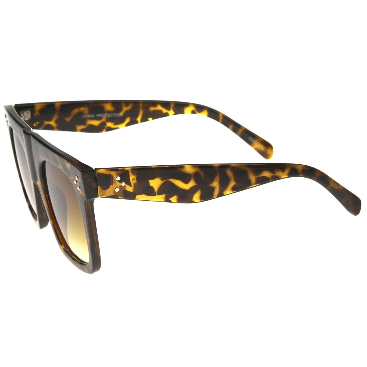 Modern Fashion Bold Flat Top Square Horn Rimmed Sunglasses 50mm - Tortoise / Amber