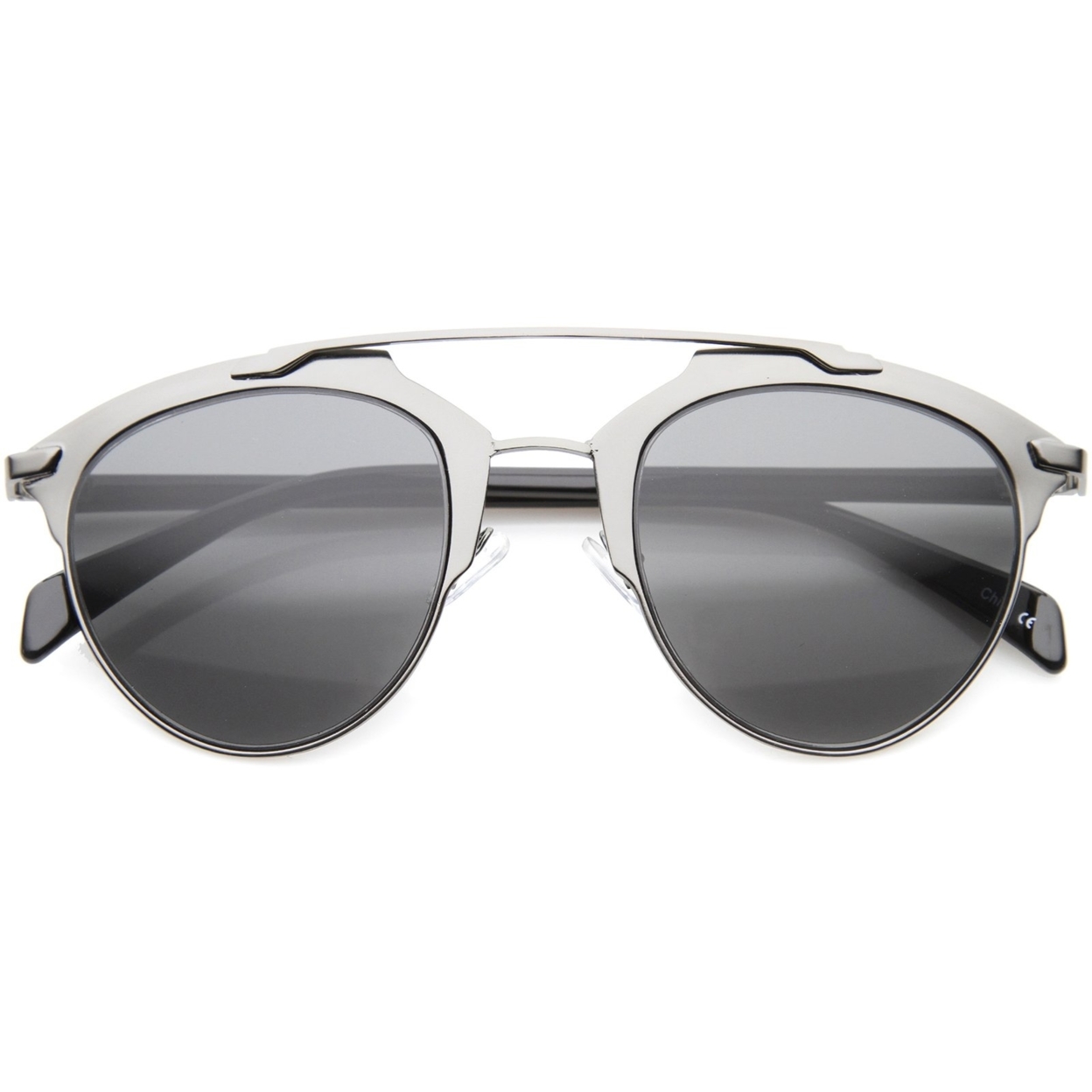 Modern Fashion Metallic Frame Double Bridge Pantos Aviator Sunglasses 50mm - Gold / Amber