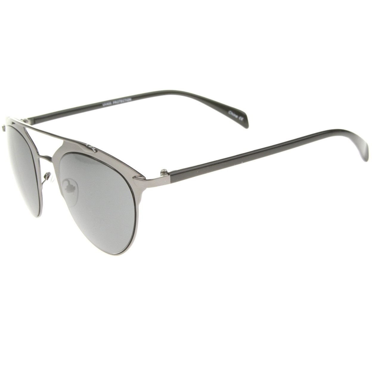 Modern Fashion Metallic Frame Double Bridge Pantos Aviator Sunglasses 50mm - Gold / Amber