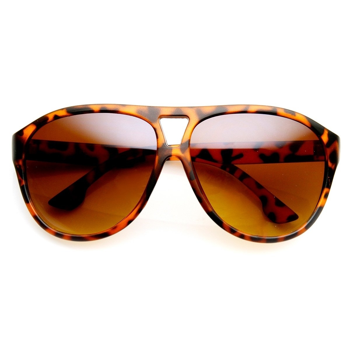 Modern Fashion Oversized Matte Finish Plastic Aviator Sunglasses - Matte-Brown Amber