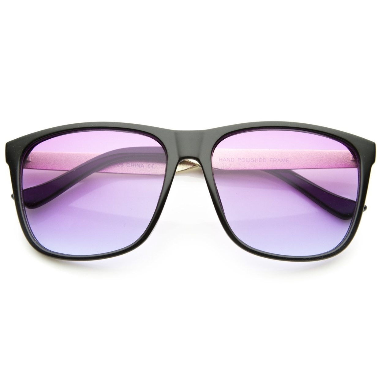 Modern Horn Rimmed Gradient Colored Lens Metal Temple Square Sunglasses 56mm - Black / Blue