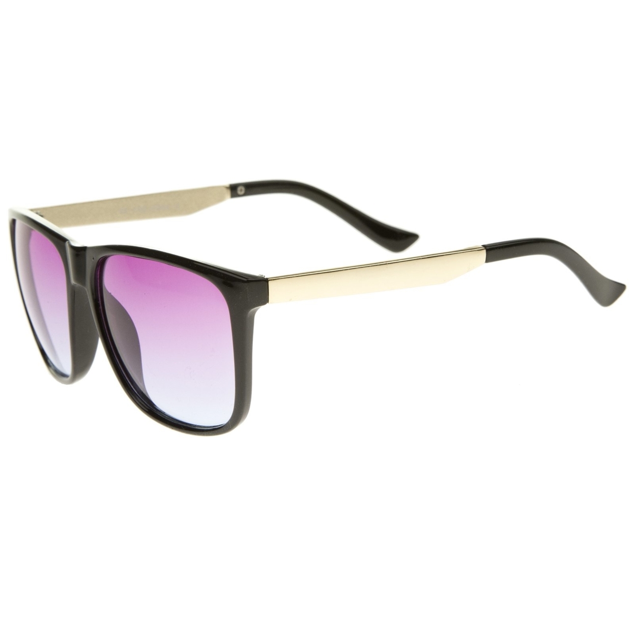 Modern Horn Rimmed Gradient Colored Lens Metal Temple Square Sunglasses 56mm - Black / Pink