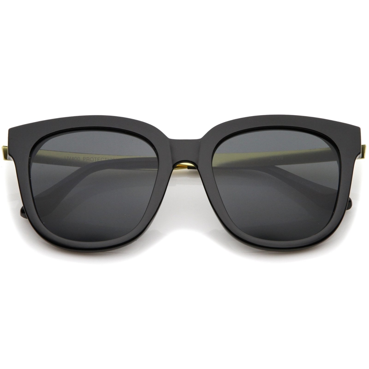 Modern Horn Rimmed Metal Temple Square Flat Lens Cat Eye Sunglasses 54mm - Camo-Gold / Lavender