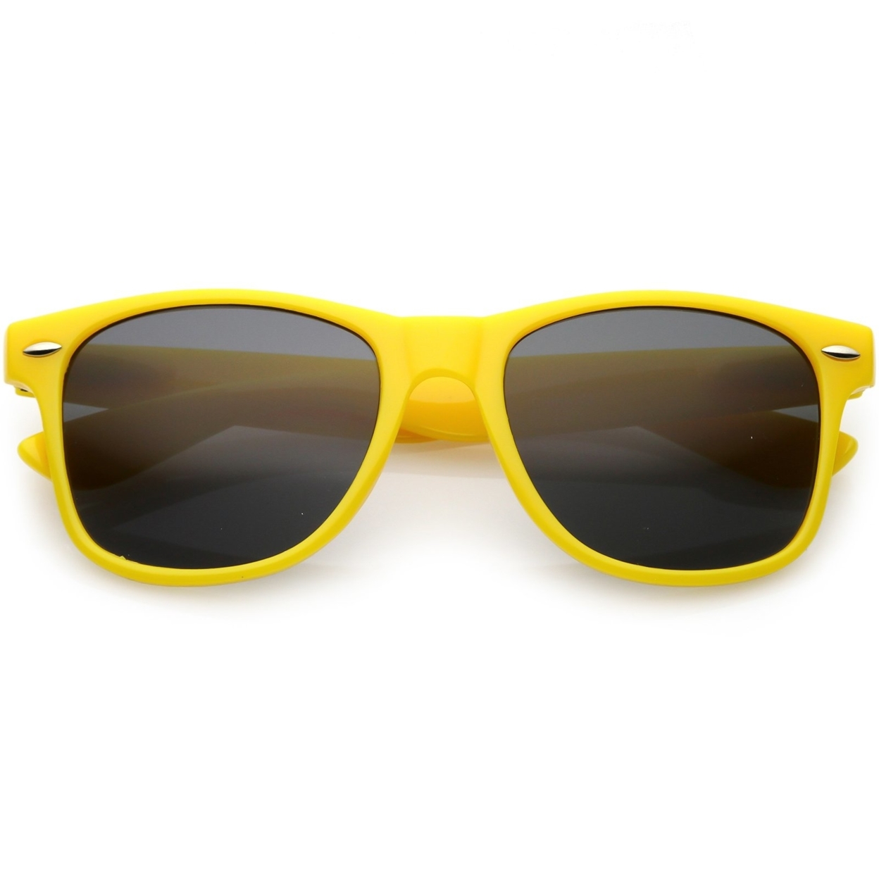 Modern Horn Rimmed Sunglasses Wide Arms Neutral Colored Square Lens 52mm - Yellow / Smoke