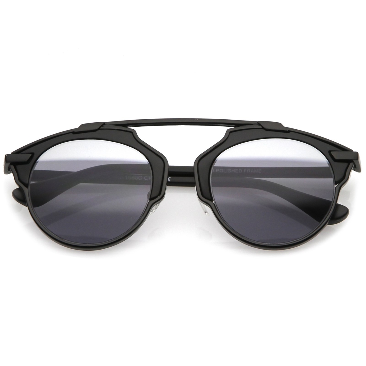 Modern Metal Crossbar Partial Mirrored Lens Pantos Aviator Sunglasses 48mm - Black / Silver Mirror-Smoke