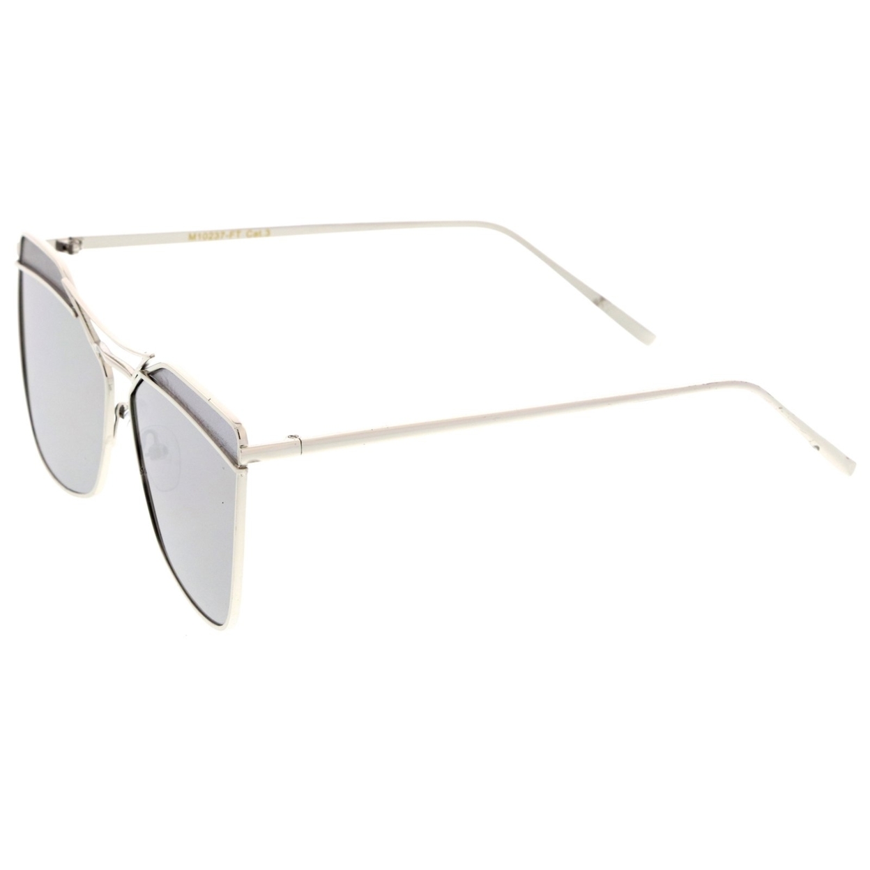 Modern Metal Double Nose Bridge Mirror Flat Lens Square Sunglasses 56mm - Silver / Blue Mirror