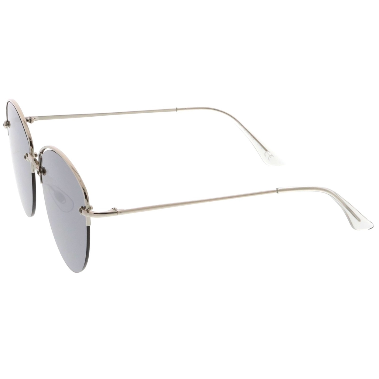 Modern Metal Nose Bridge Mirrored Flat Lens Semi-Rimless Sunglasses 60mm - Gold / Blue Mirror
