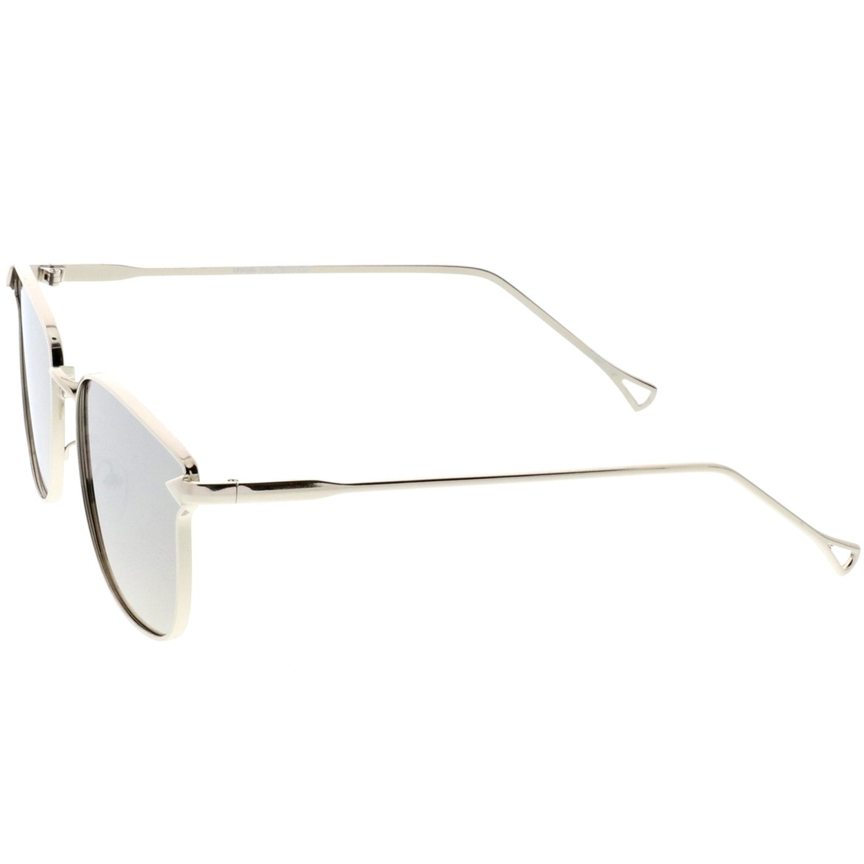 Modern Metal Square Sunglasses With Mirrored Flat Lenses And Slim Hook Arms 55mm - Silver / Blue Mirror