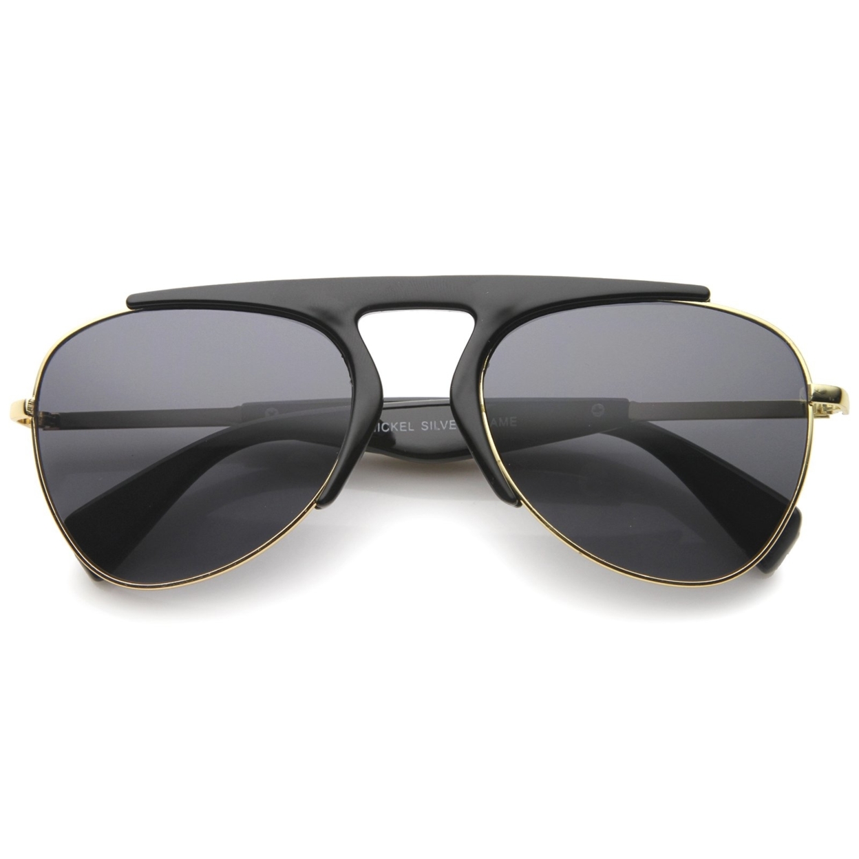 Modern Oversize Semi-Rimless Frame Teardrop Lens Aviator Sunglasses 57mm - Tortoise-Gold / Smoke