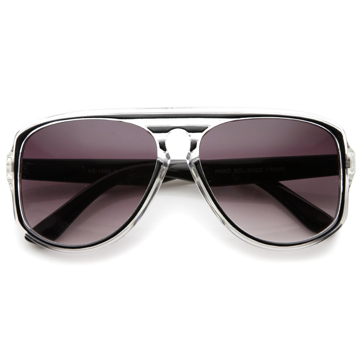 Modern Translucent Frame Keyhole Flat Top Square Aviator Sunglasses 46mm - Black / Lavender