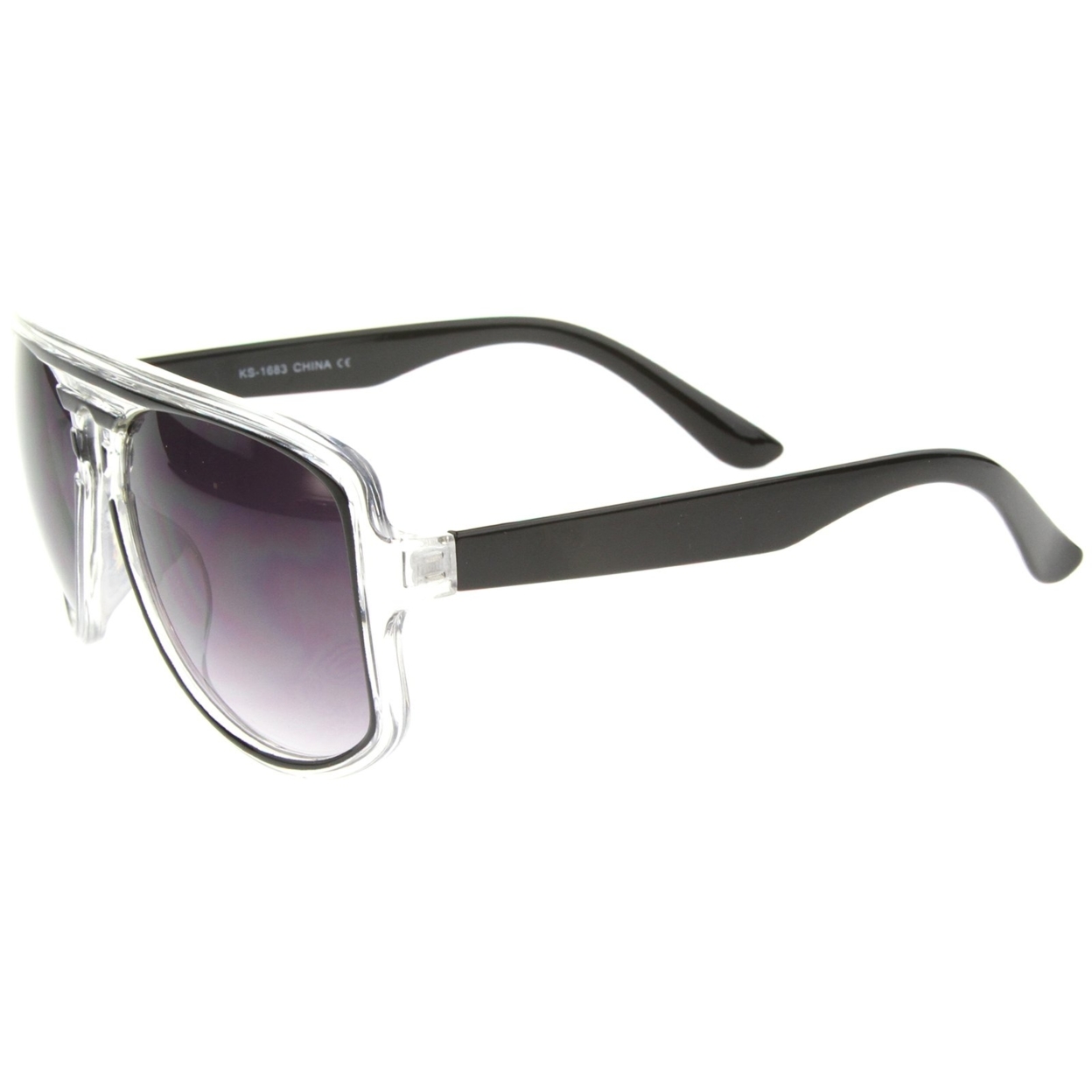 Modern Translucent Frame Keyhole Flat Top Square Aviator Sunglasses 46mm - Tortoise / Amber