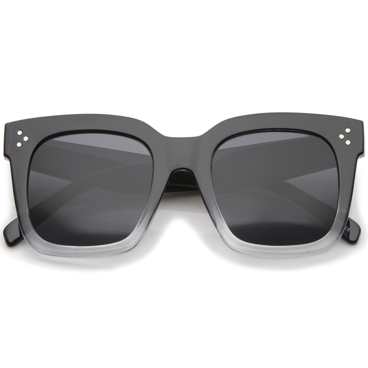 Modern Two-Toned Bold Frame Square Horn Rimmed Sunglasses 50mm - Black / Smoke