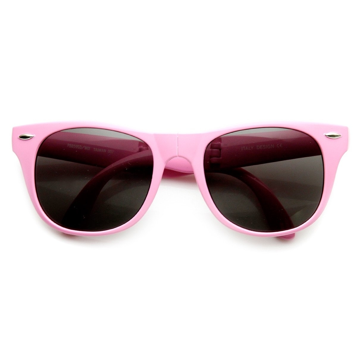 Neon Bright Colorful Compact Folding Pocket Horn Rimmed Sunglasses 54mm - Hot-Pink Smoke