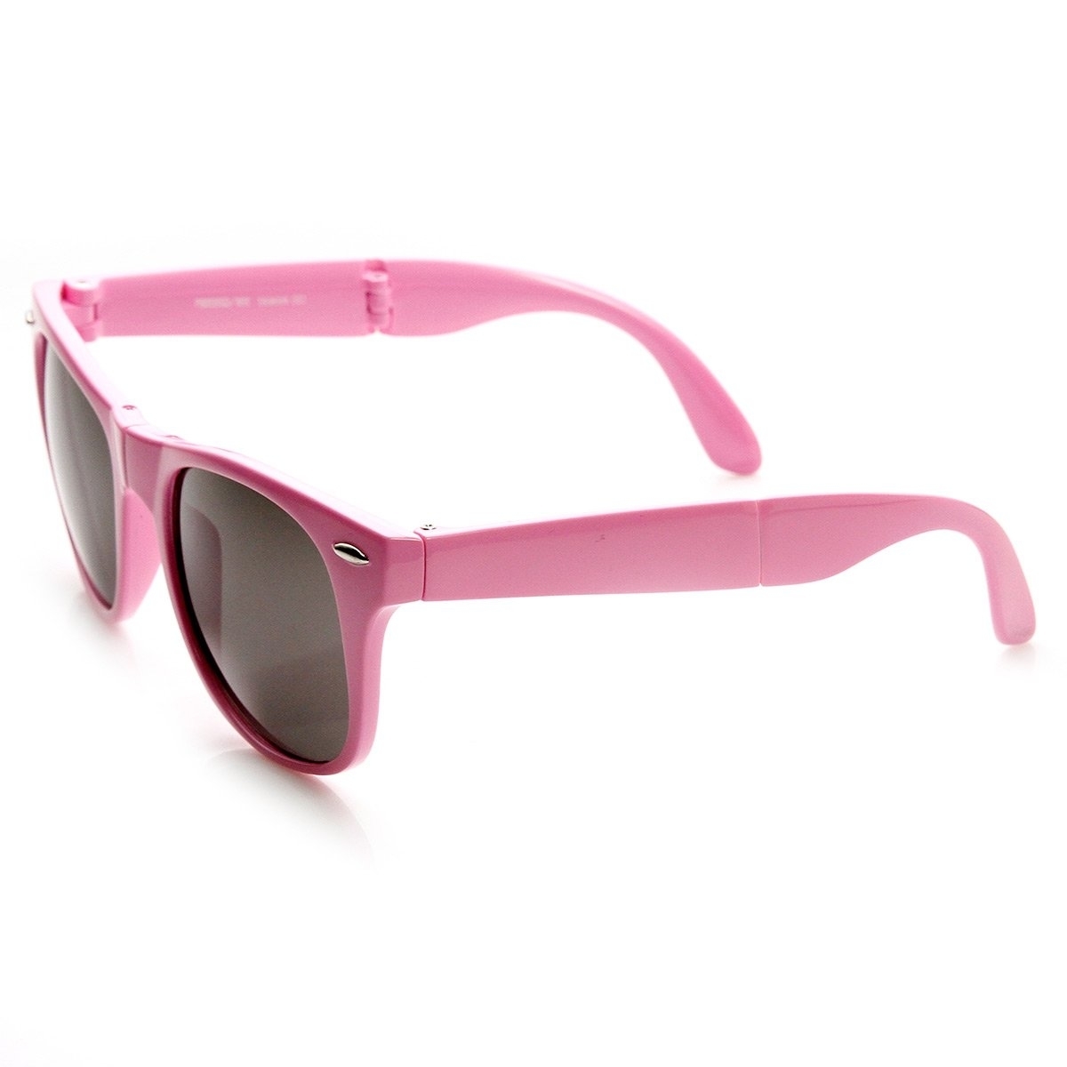 Neon Bright Colorful Compact Folding Pocket Horn Rimmed Sunglasses 54mm - Hot-Pink Smoke
