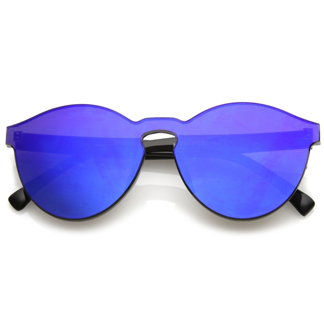 One Piece PC Lens Rimless Ultra-Bold Colored Mirror Mono Block Sunglasses 60mm - Blue Mirror