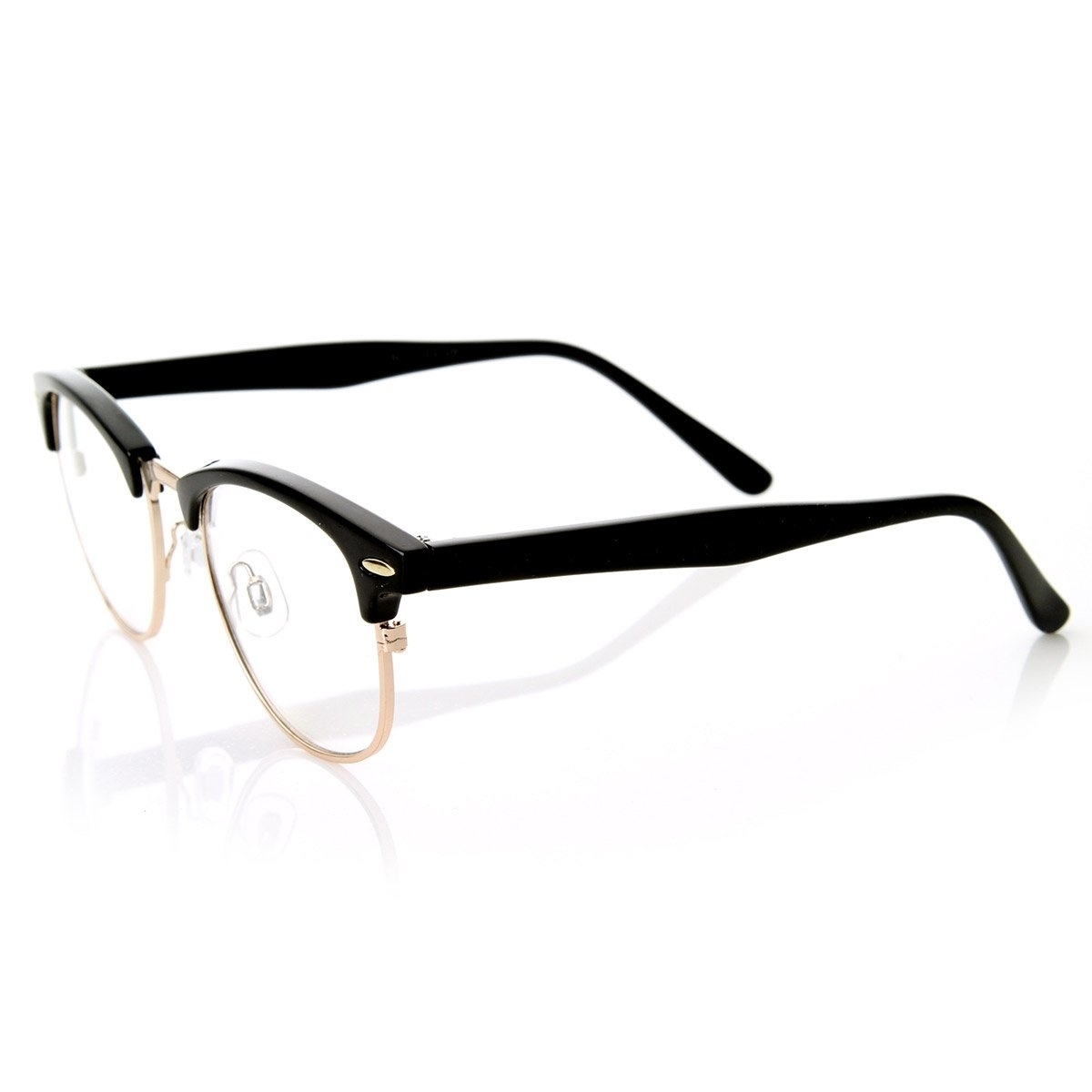 Optical Quality Horned Rim Clear Lens RX'able Half Frame Horn Rimmed Glasses - Tortoise-Gold