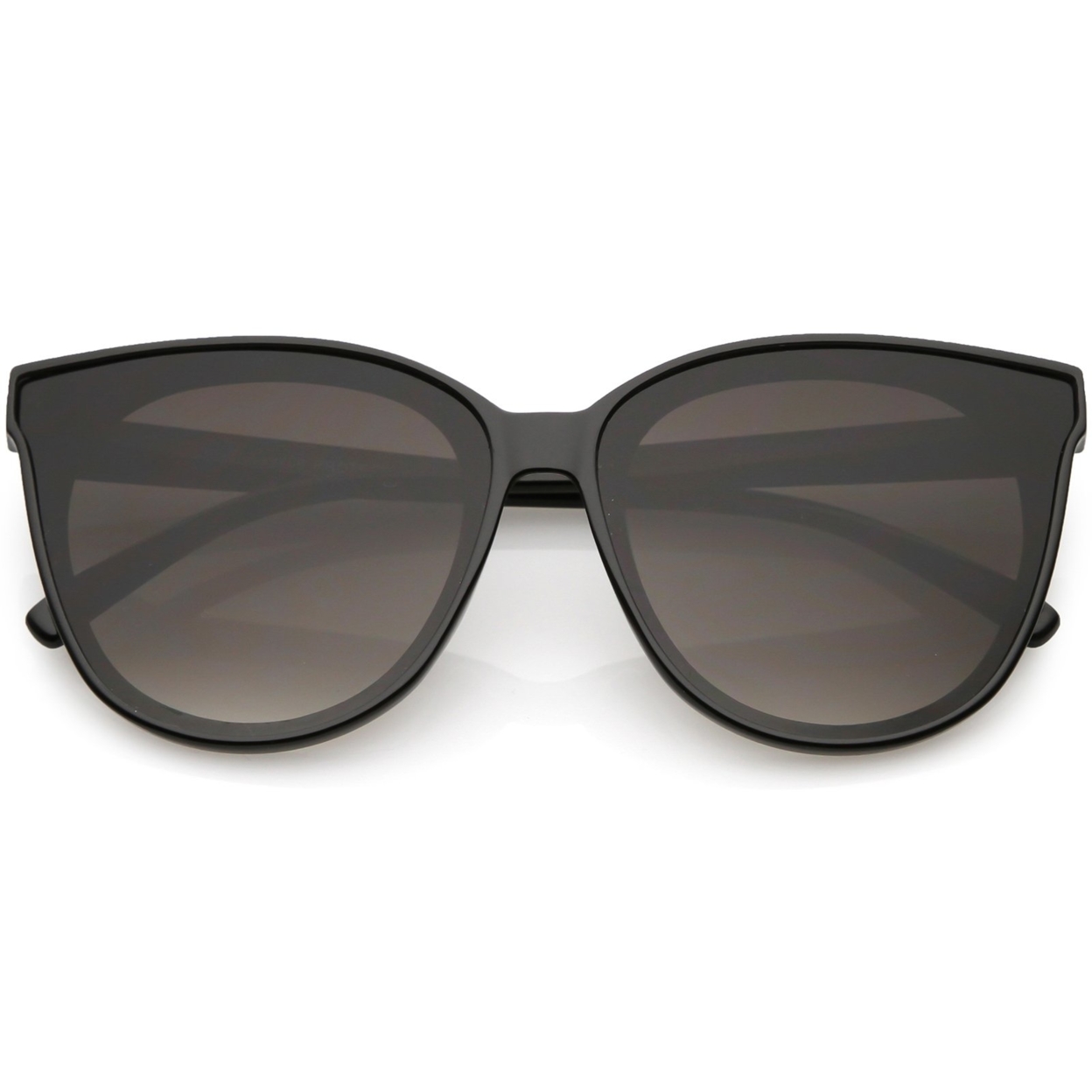 Oversize Cat Eye Sunglasses Neutral Color Flat Lens 60mm - Black / Smoke