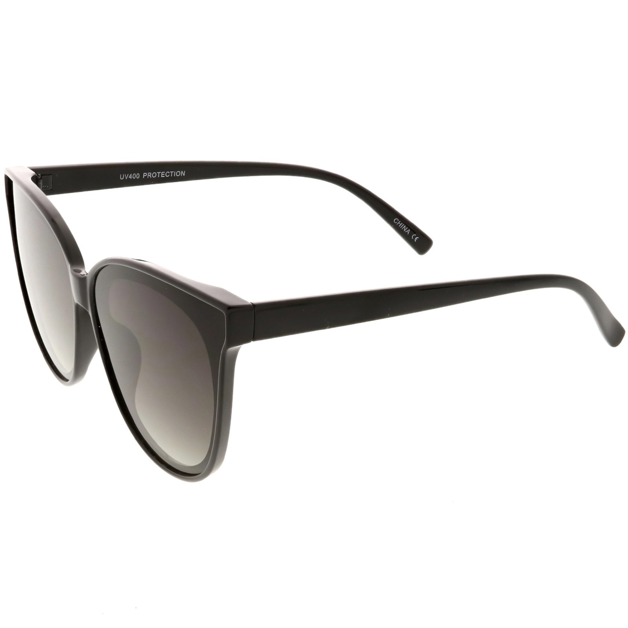 Oversize Cat Eye Sunglasses Neutral Color Flat Lens 60mm - Black White / Smoke