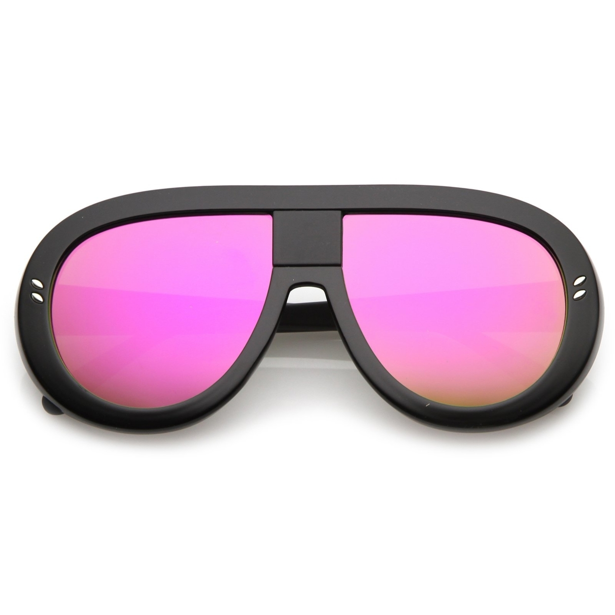 Oversize Chunky Teardrop Shape Mirrored Flat Lens Aviator Sunglasses 58mm - Pink-White / Pink Mirror
