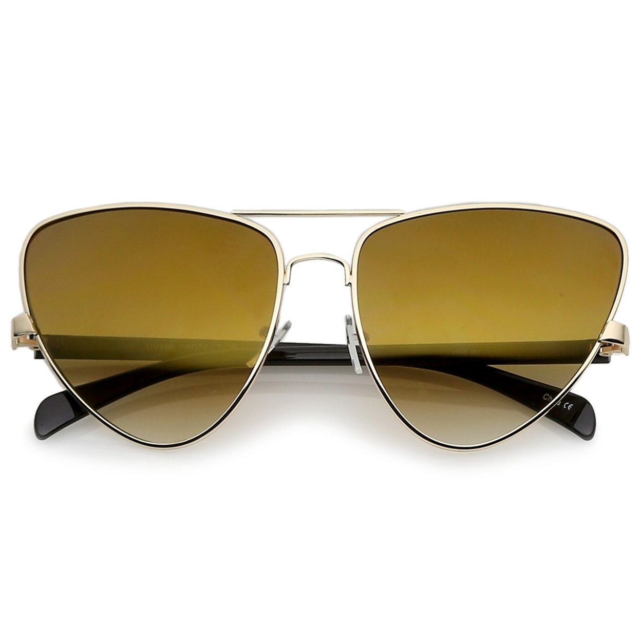 Oversize Metal Crossbar Colored Mirror Lens Cat Eye Sunglasses 60mm - Silver Black / Blue Mirror