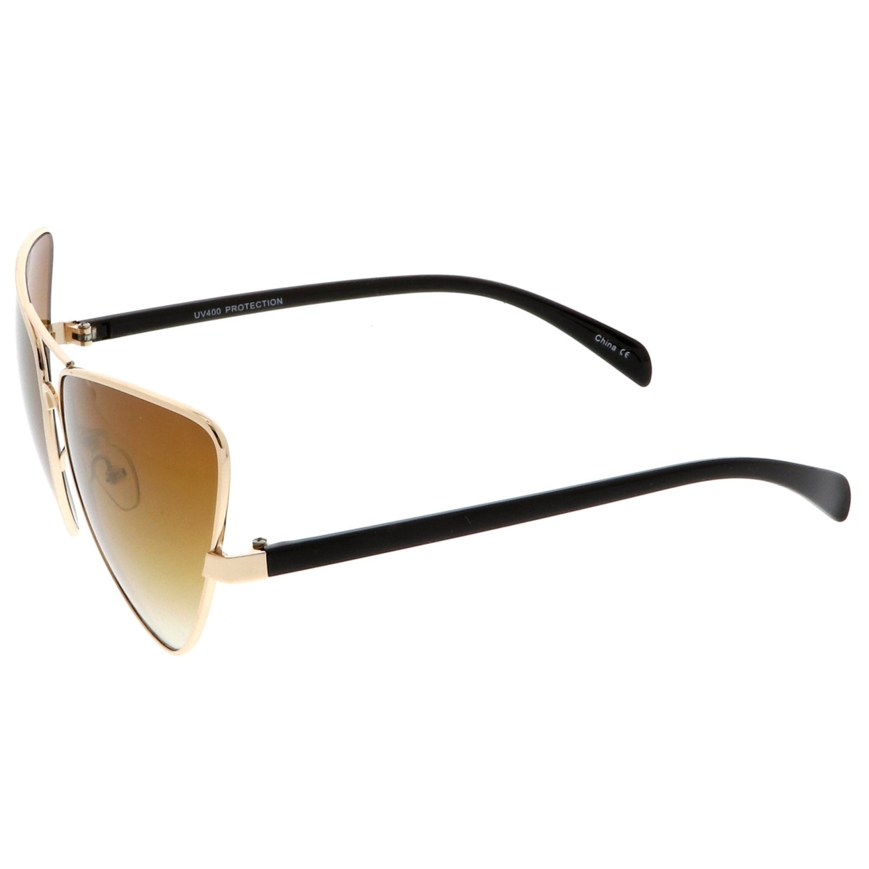 Oversize Metal Crossbar Colored Mirror Lens Cat Eye Sunglasses 60mm - Gold Black / Gold Mirror