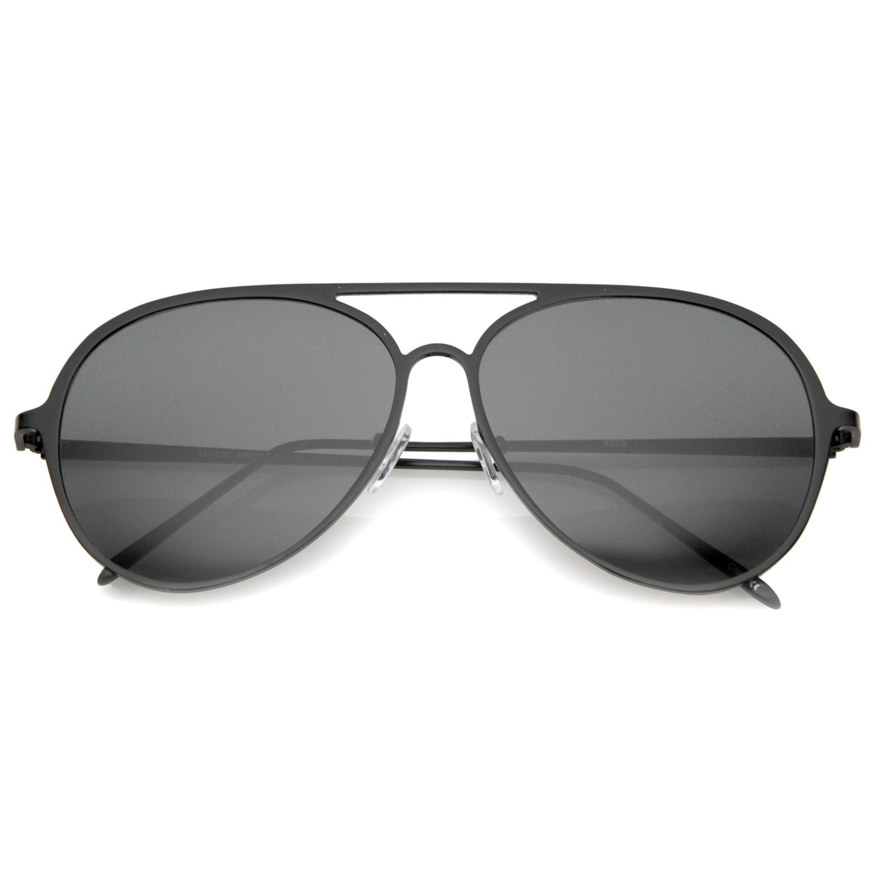 Oversize Metal Frame Double Nose Bridge Slim Temple Aviator Sunglasses 58mm - Matte Gold / Brown