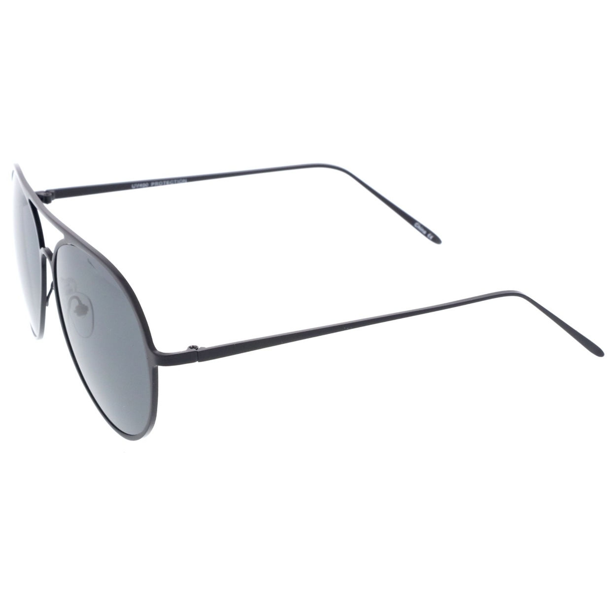 Oversize Metal Frame Double Nose Bridge Slim Temple Aviator Sunglasses 58mm - Shiny Silver / Lavender