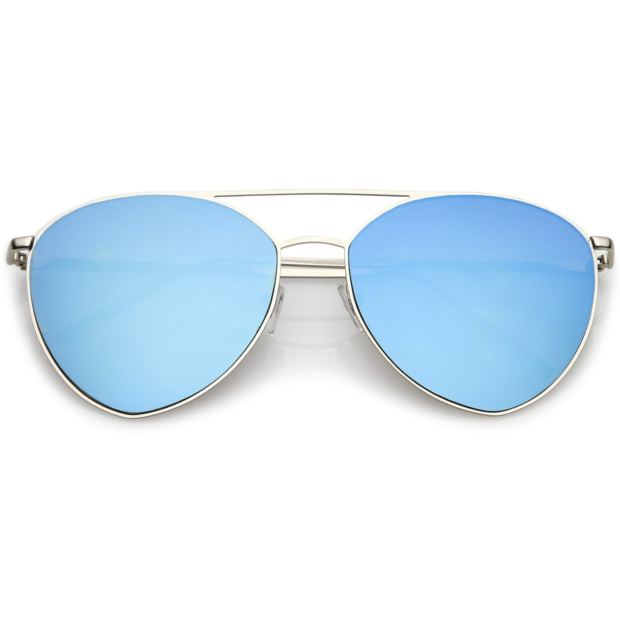 Oversize Thin Metal Aviator Sunglasses Double Crossbar Mirrored Flat Lens 62mm - Silver / Silver Mirror
