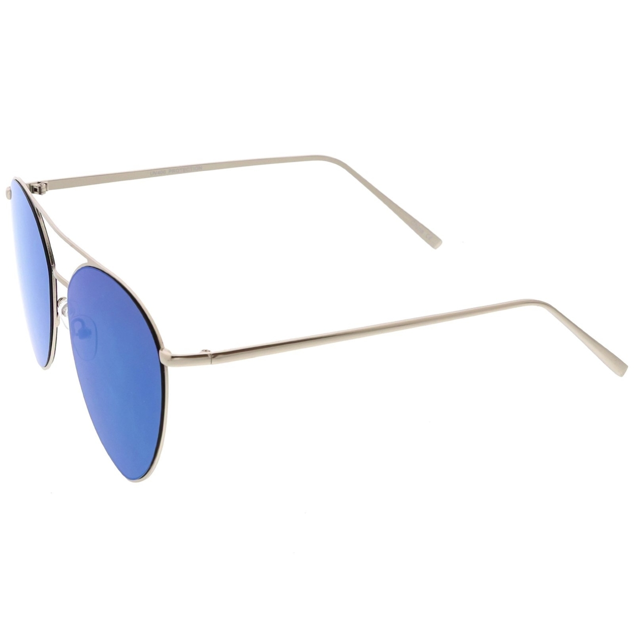 Oversize Thin Metal Aviator Sunglasses Double Crossbar Mirrored Flat Lens 62mm - Gunmetal / Purple Mirror