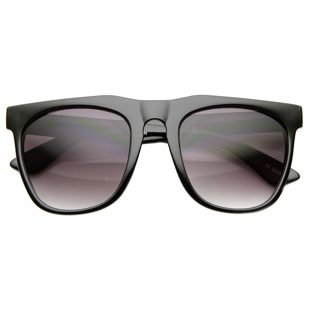 Oversized Square Horn Rimmed Keyhole Bridge Plastic Aviator Sunglasses - Shiny-Black Lavender