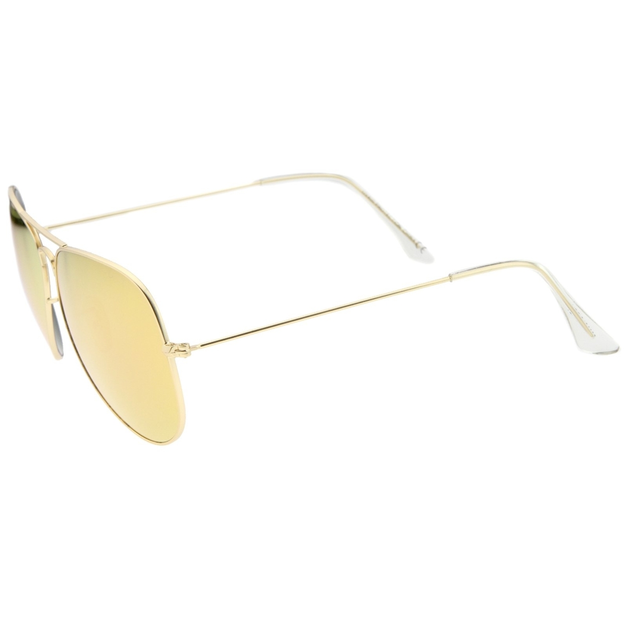 Premium Classic Large Matte Metal Frame Mirror Glass Lens Aviator Sunglasses 61mm - Gold / Pink Mirror