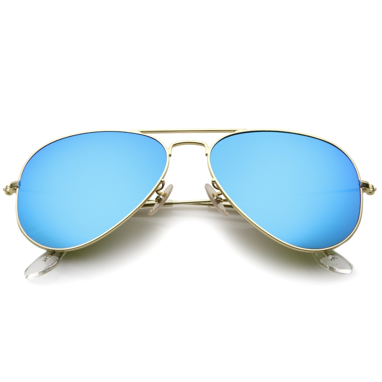 Premium Classic Small Matte Metal Frame Mirror Glass Lens Aviator Sunglasses 57mm - Gold / Pink Mirror