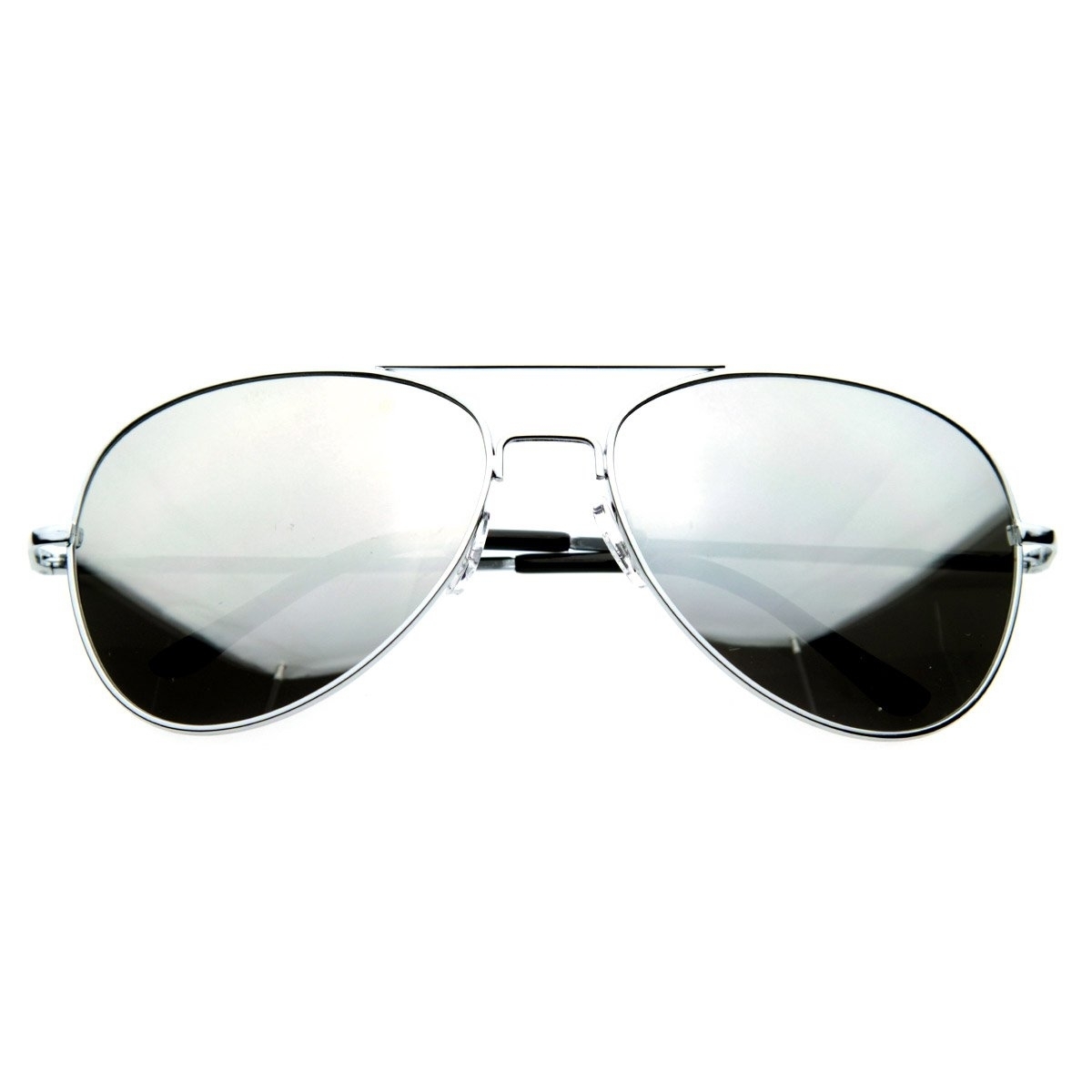 Premium Mirrored Aviator Top Gun Sunglasses W/ Spring Loaded Temples - Silver Each