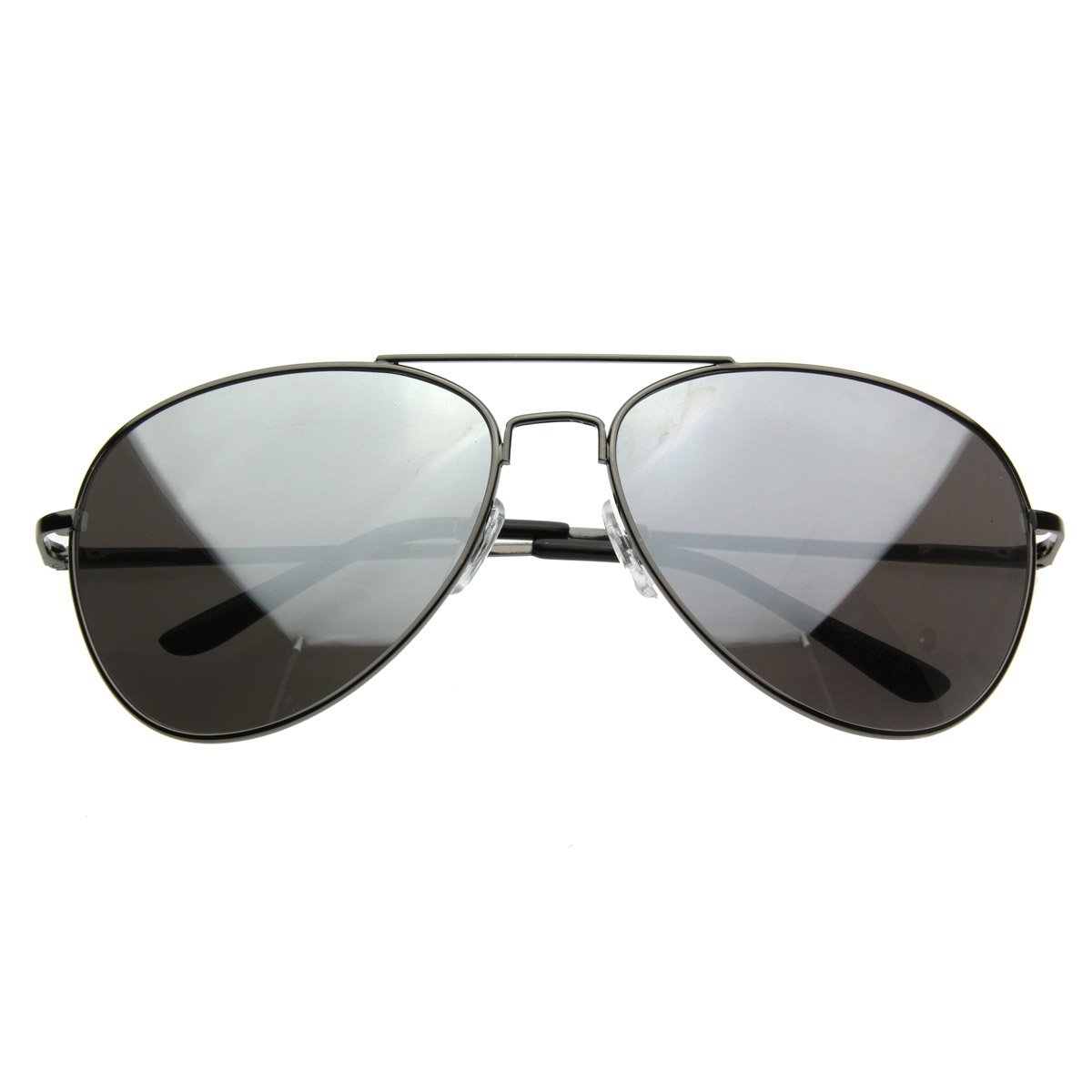 Premium Mirrored Aviator Top Gun Sunglasses W/ Spring Loaded Temples - Gunmetal Each
