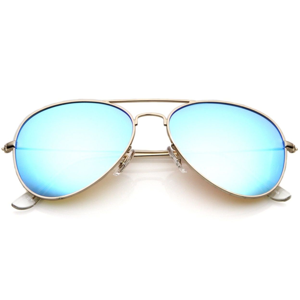 Premium Nickel Plated Frame Multi-Coated Mirror Lens Aviator Sunglasses 59mm - Gold / Green Mirror