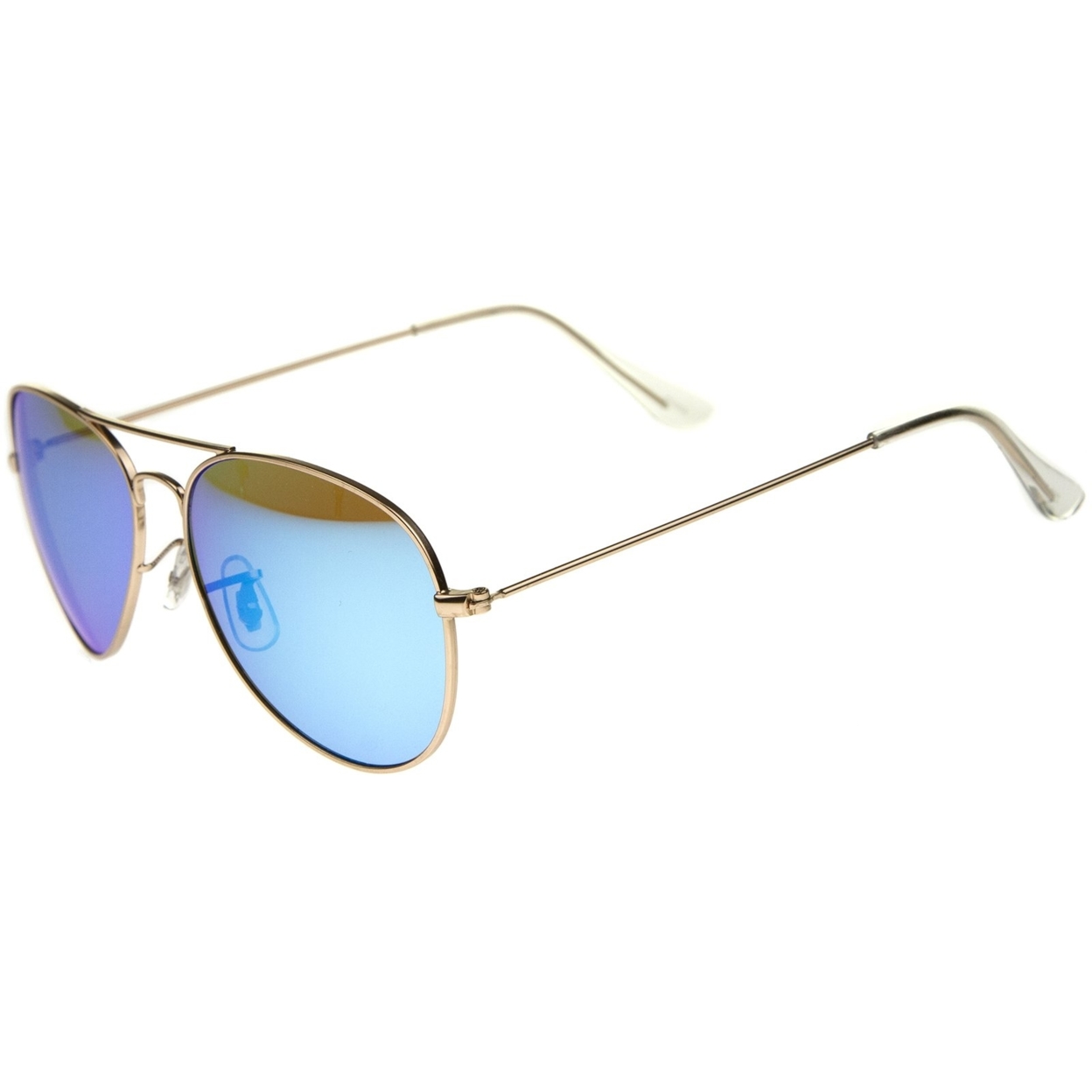 Premium Nickel Plated Frame Multi-Coated Mirror Lens Aviator Sunglasses 59mm - Gold / Green Mirror