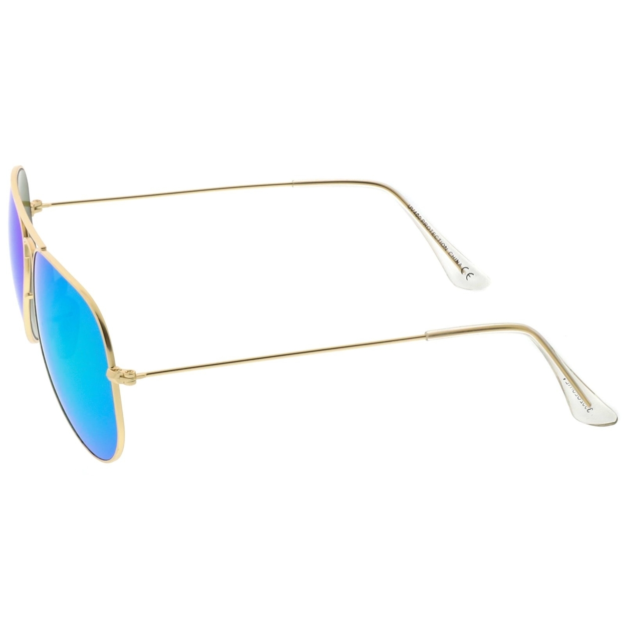 Premium Small Classic Matte Metal Aviator Sunglasses With Colored Mirror Glass Lens 57mm - Gold / Pink Mirror
