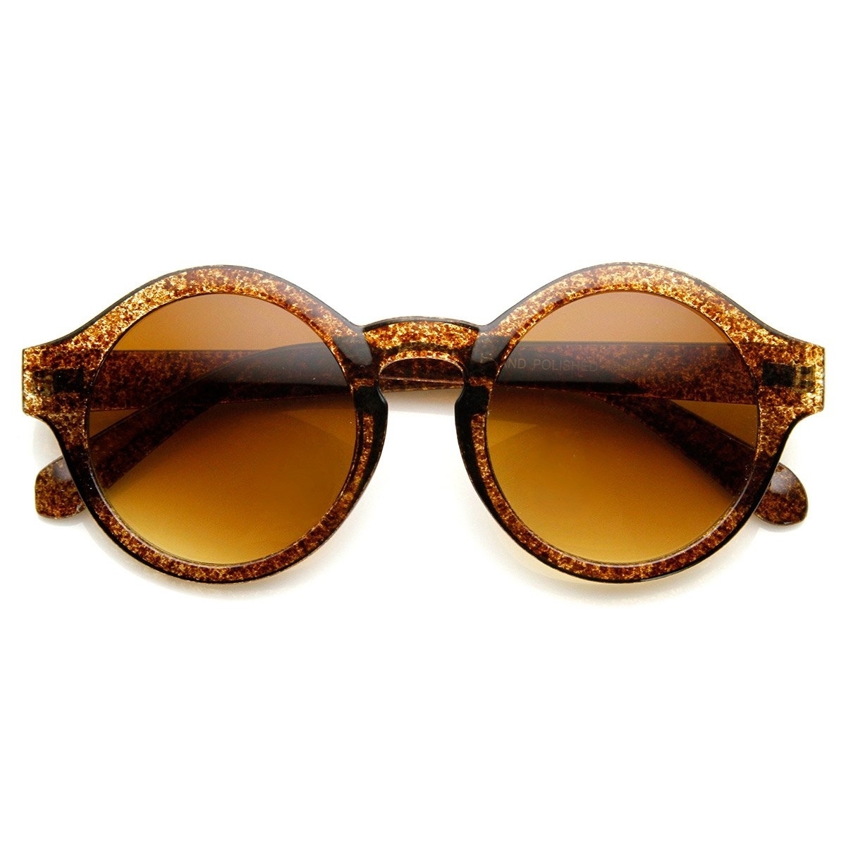 Retro Bold Frame Keyhole Bridge P3 Frame Round Sunglasses - Tortoise