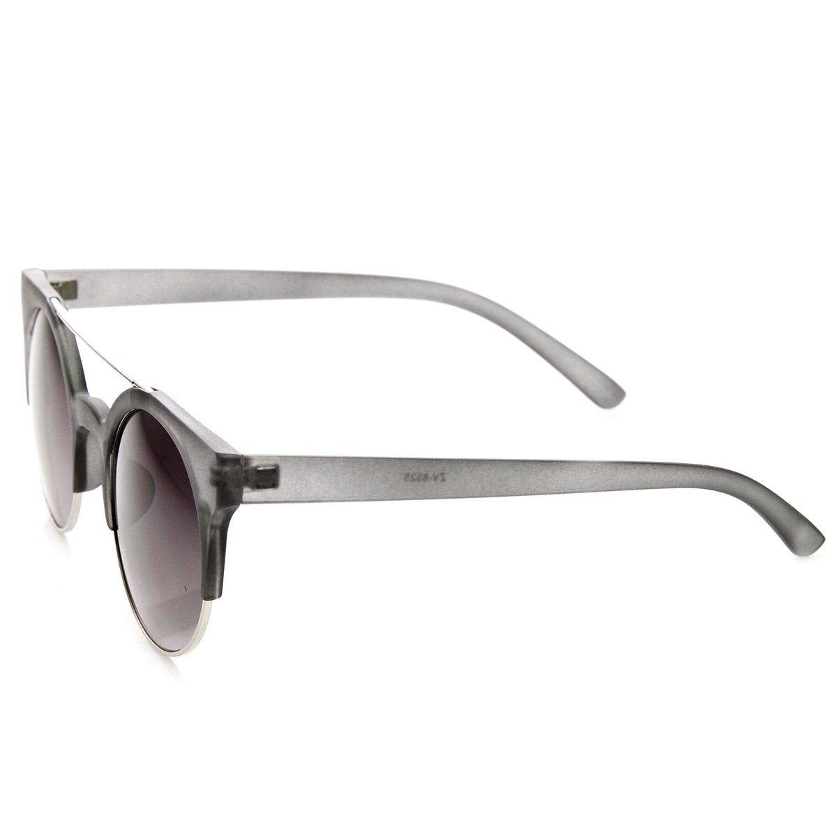 Retro Circle Round Half Frame Aviator Bar Sunglasses - Frost
