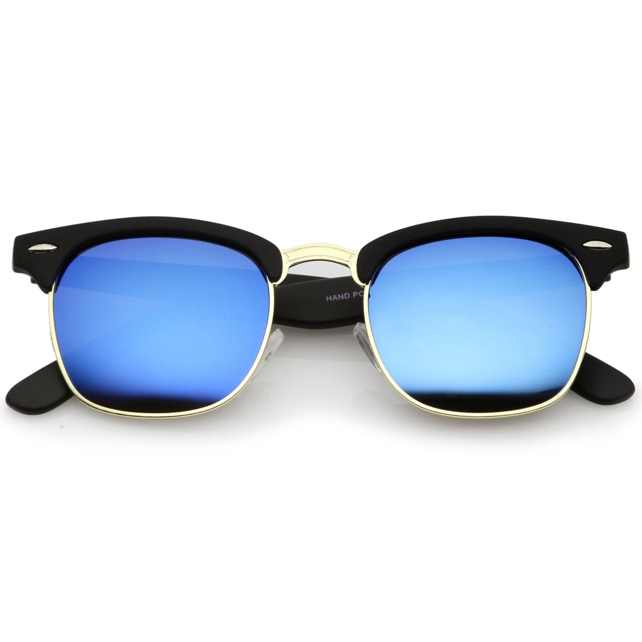 Rubberized Mirror Polarized Lens Half Frame Sunglasses 49mm - Rubberized Black-Gold / Pink Mirror