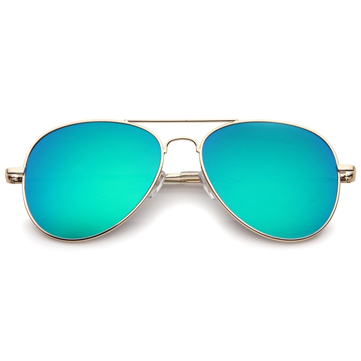 Small Full Metal Color Mirror Teardrop Flat Lens Aviator Sunglasses 56mm - Gold / Orange Mirror