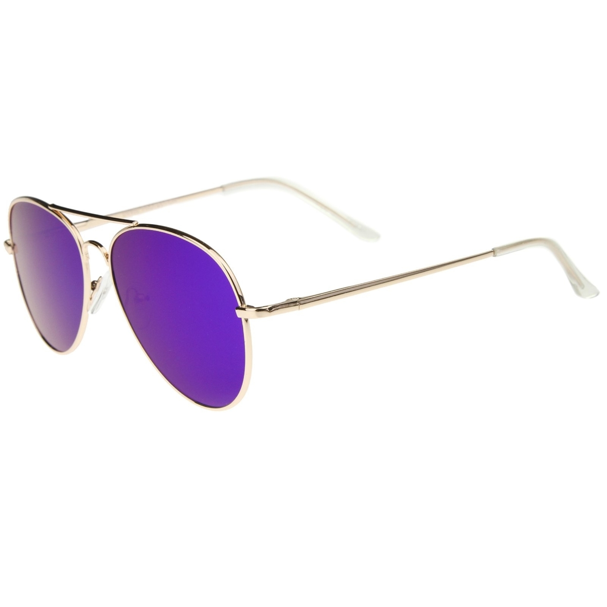 Small Full Metal Color Mirror Teardrop Flat Lens Aviator Sunglasses 56mm - Gold / Orange Mirror