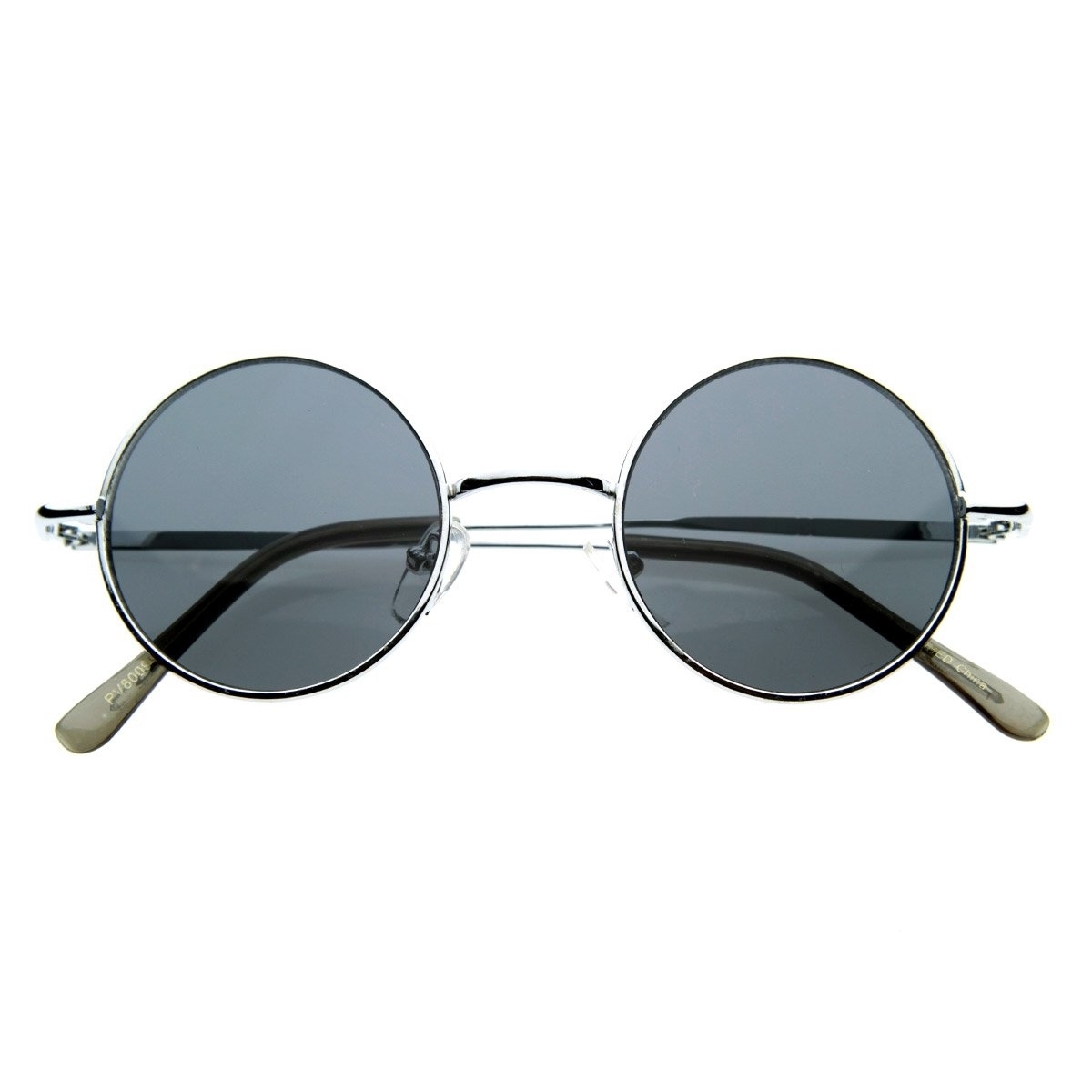 Small Retro-Vintage Style Lennon Inspired Round Metal Circle Sunglasses - Silver