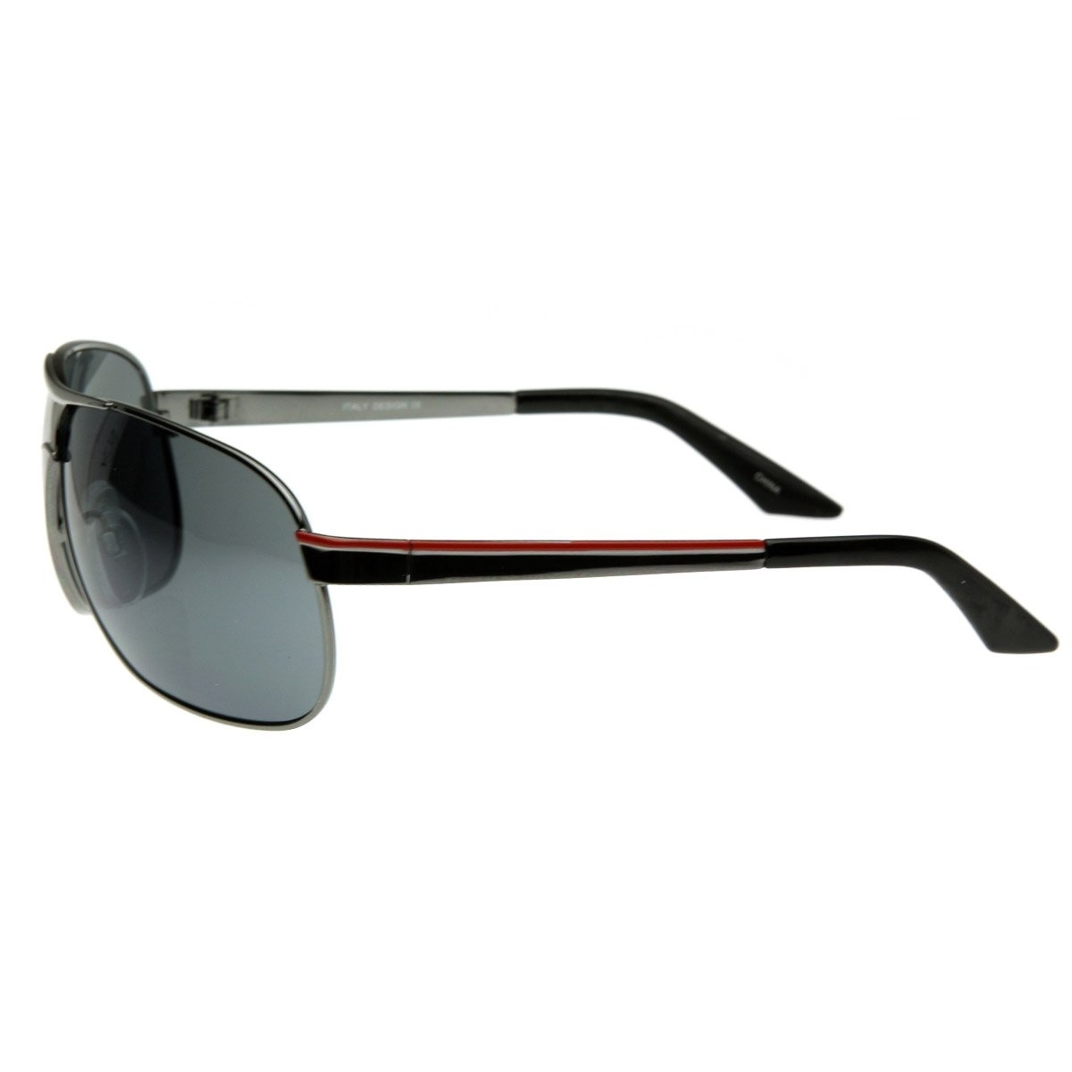 Square Aviator Large Metal Aviator Sunglasses - Gunmetal Red